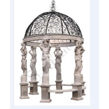 Chinese cheap garden round marble gazebo with metal roof